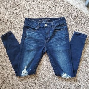 American Eagle High Rise Ripped Knee Jegging